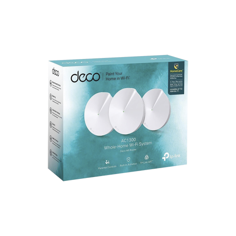 KIT de sistema inalámbrico Deco M5 mesh para hogar, doble banda AC, doble puerto Gigabit, 4 antenas internas con seguridad de HomeCare gratuito por 3 años