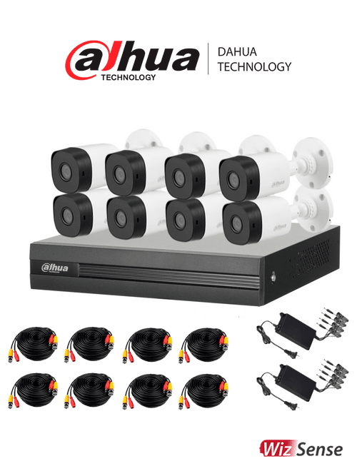 KITXVR1B08- I+8-B1A21- Kit de 8 Canales 2 Megapixeles/ DVR Cooper-I WizSense/ Con IA/ H.265+/ 8 Camaras B1A21 1080p/ 8 Canales + 2 IP o Hasta 10 Canales IP/ 4 Canales SMD Plus/ Busqueda de Humanos y Vehiculos/ Accesorios Incluidos/